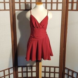 Blossom Burgundy Red Mini V-neck Dress Sz 12 NWT